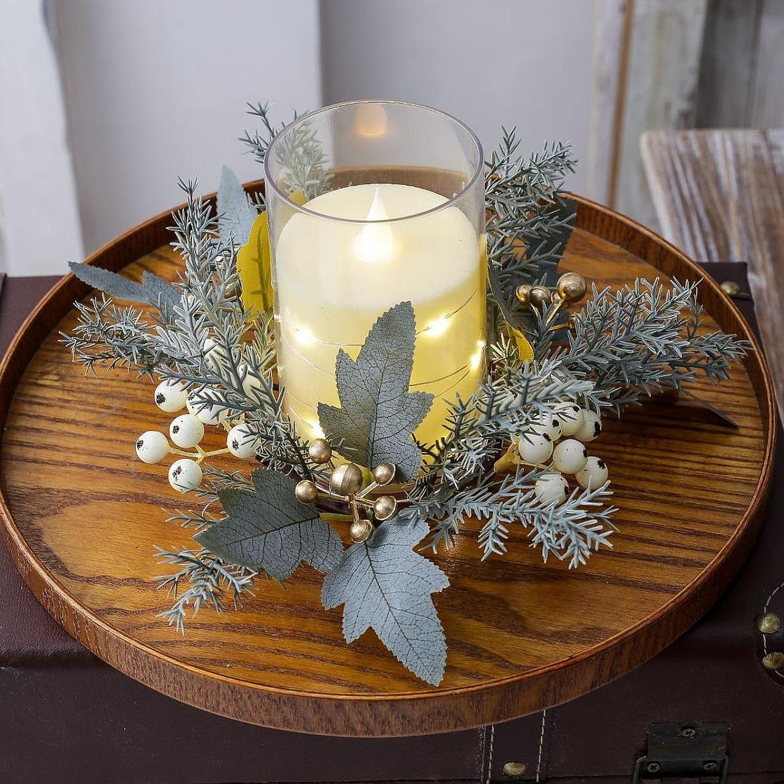 Candle Holder Decor - Guirlanda de Velas com Flores Artificiais