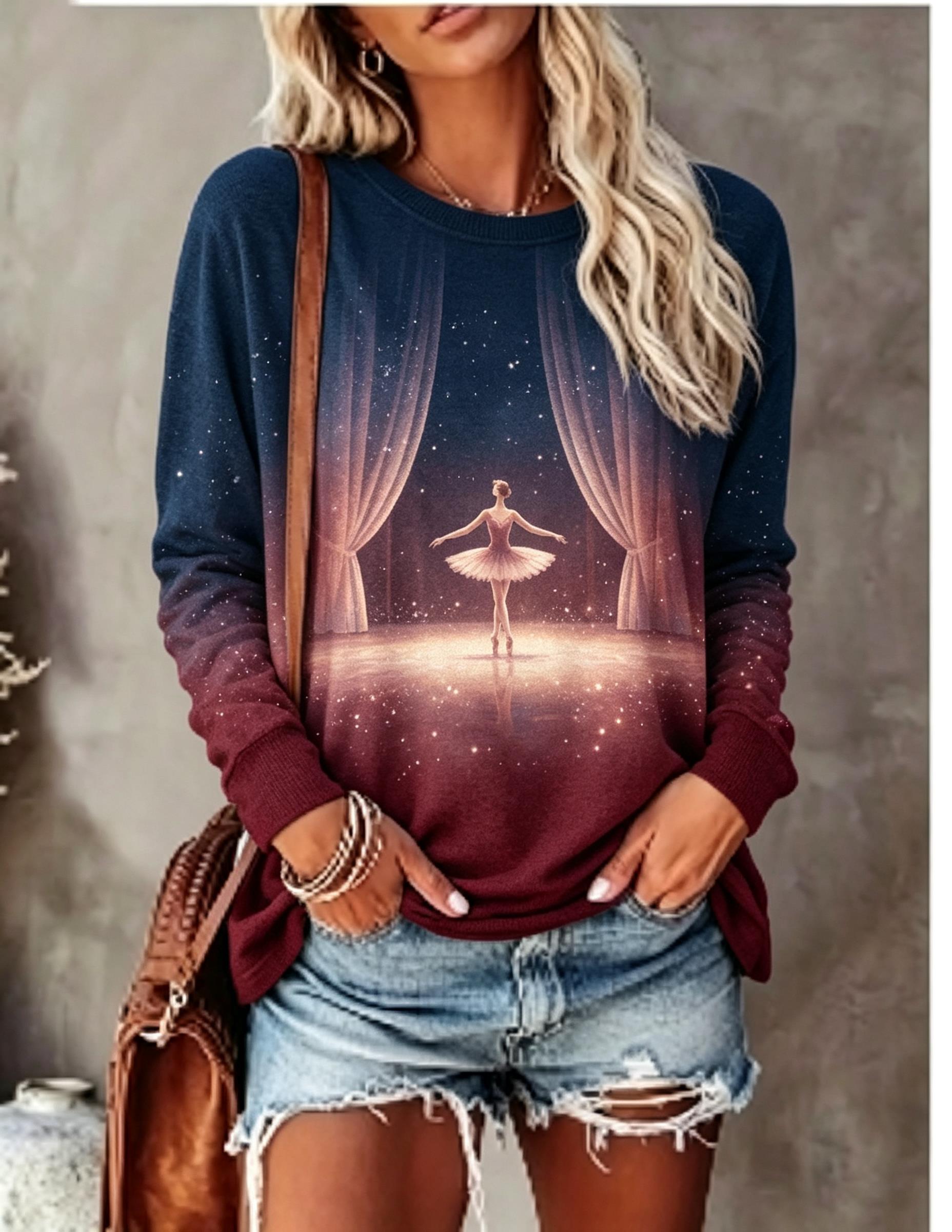 Curtain Curtain - Camiseta Feminina de Manga Longa com