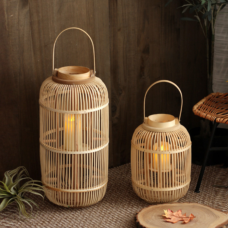 Luminária de chão em bambu, fe - Candle Holder Decor avaliação e preço
