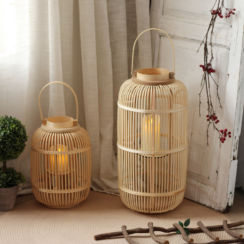 Luminária de chão em bambu, fe - Candle Holder Decor avaliação e preço